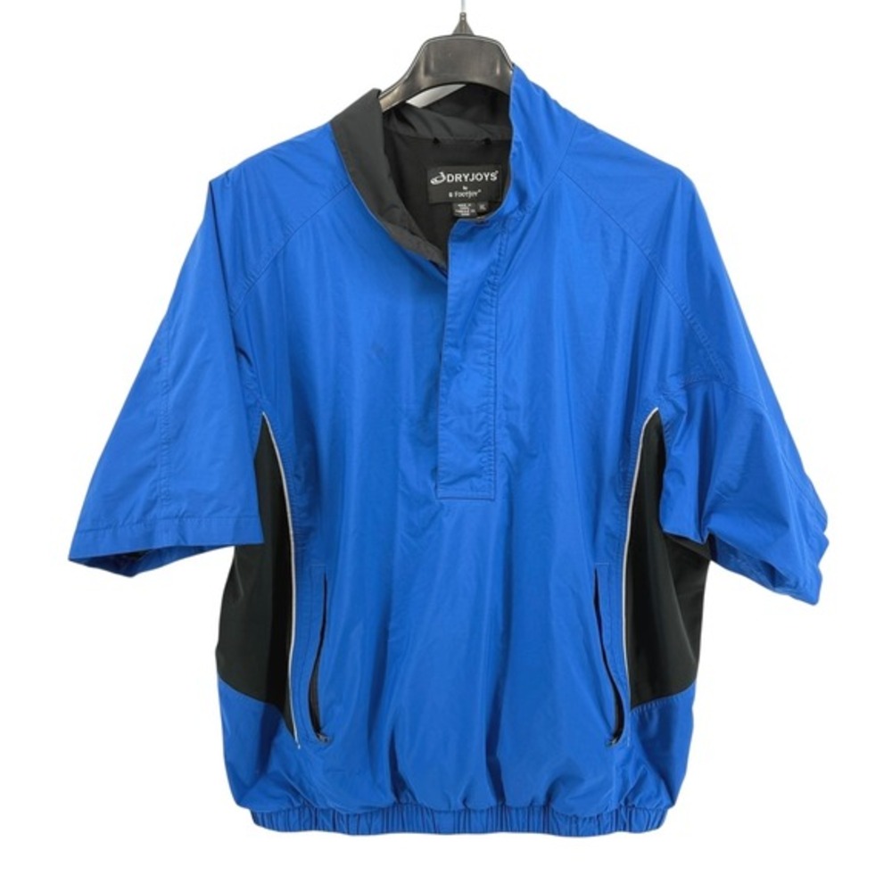 FootJoy DryJoys Windbreaker Mens XL Pullover Blue Short Sleeve Quarter Zip‎ Snap